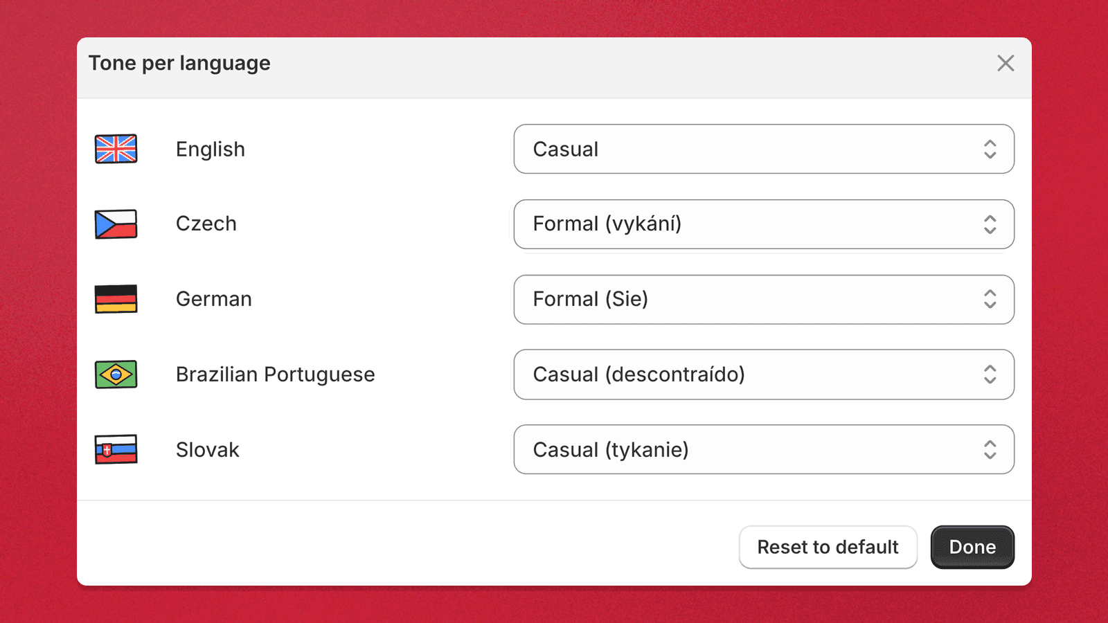 Tone of voice, now per language